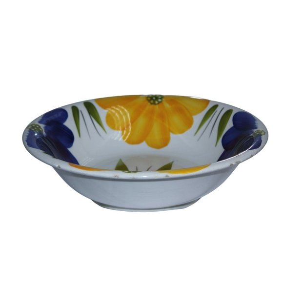 Vintage Maxam Hand Painted Bowl - Made in Italy - Floral Yellow and Blue Accents - Picture 2 of 6